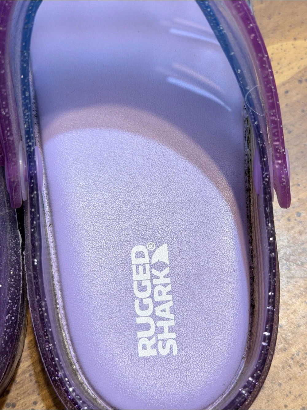 Glitter Translucent Jelly Clog Sandals - Purple to Blue Ombre Girls size 3 - Picture 6 of 8